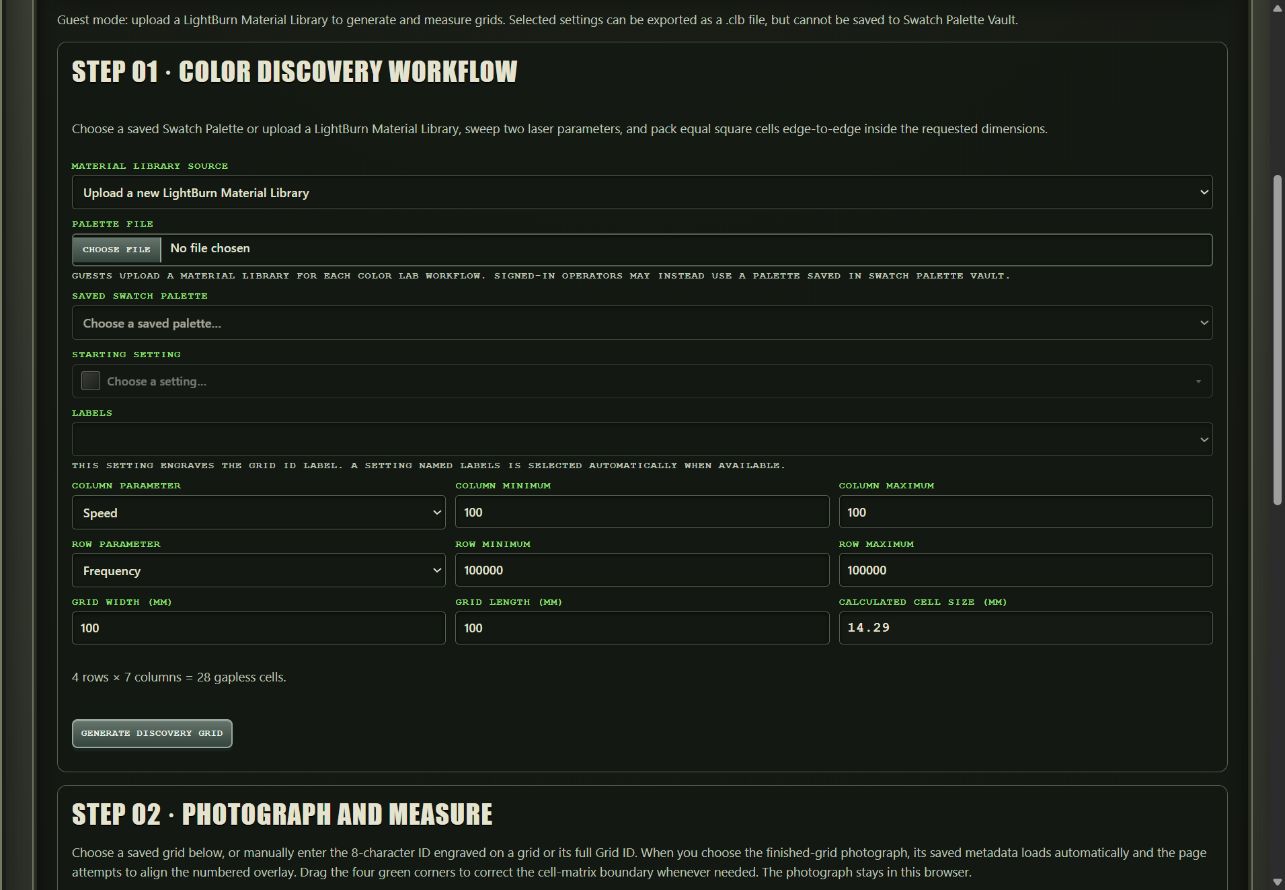 Color Lab discovery grid parameter controls